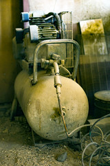 old compressor with a large balloon