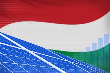 Hungary solar energy power digital graph concept - alternative natural energy industrial illustration. 3D Illustration