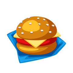 Illustration of stylized hamburger or cheeseburger.