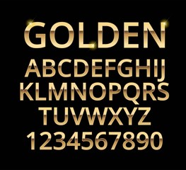 Luxurious gold alphabet vector on black background