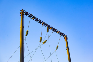 a powerful power station provides electricity to the railway, electrical transformers, electric...
