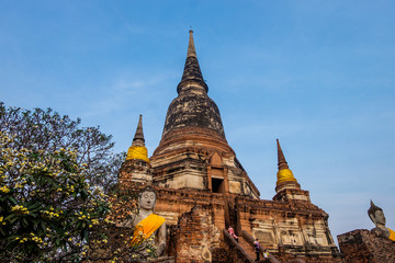 Fototapeta premium Wat yai chaimongkol Biggest brick old pagoda ,Old famous Temple 