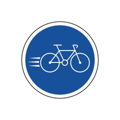 Blue bicycle way traffic sign isolated on white background 