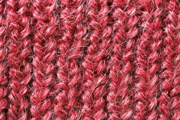 Hand-knitted wool knitted fabric close-up