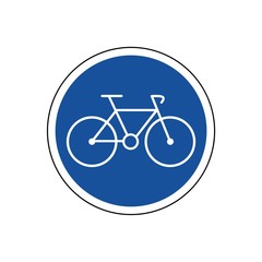 Blue bicycle way traffic sign isolated on white background 