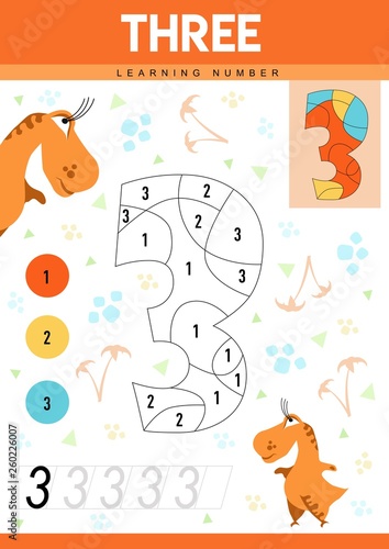 Learn Numbers 3 With Dino Three Kids Learn To Count - 