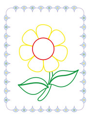Coloring Book Of Cute Flower Yellow Chamomile