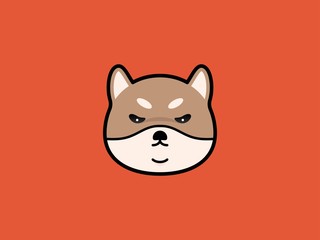 Shiba Inu head vector on red background