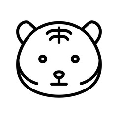 Cute Tiger emoticon, line style vector illustration