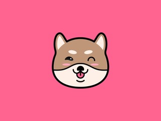 Shiba Inu head vector on pink background
