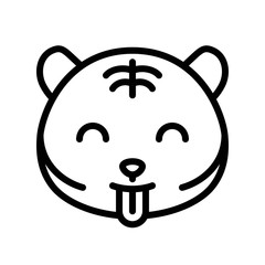 Cute Tiger emoticon, line style vector illustration