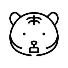 Cute Tiger emoticon, line style vector illustration