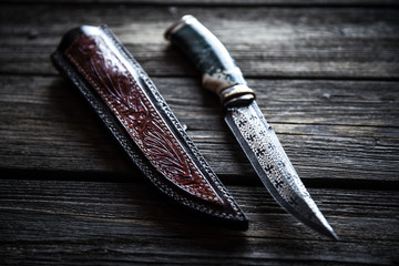 hunter combat hand made knife isolated on white background