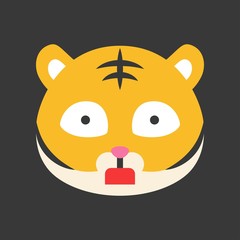 Cute Tiger emoticon, flat style vector illustration