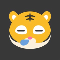 Cute Tiger emoticon, flat style vector illustration