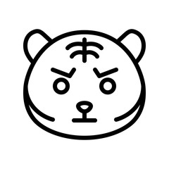 Cute Tiger emoticon, line style vector illustration