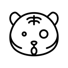 Cute Tiger emoticon, line style vector illustration