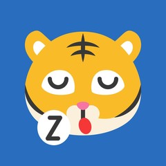 Cute Tiger emoticon, flat style vector illustration