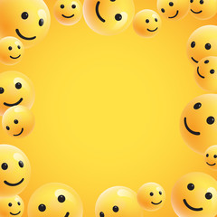 Group of high detailed yellow emoticons, vector illustration