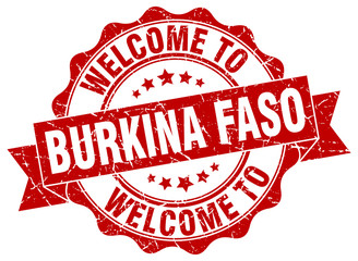 Obraz premium Burkina Faso round ribbon seal