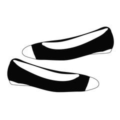  isolated, black and white silhouette of shoes without a heel