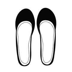 vector, isolated, black and white silhouette of shoes without a heel