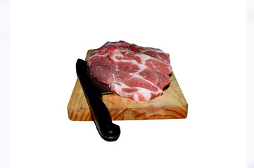 Sliced meat on a wooden board