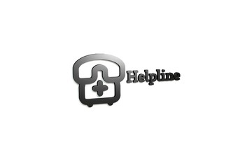 Illustration of Helpline with black text on white background