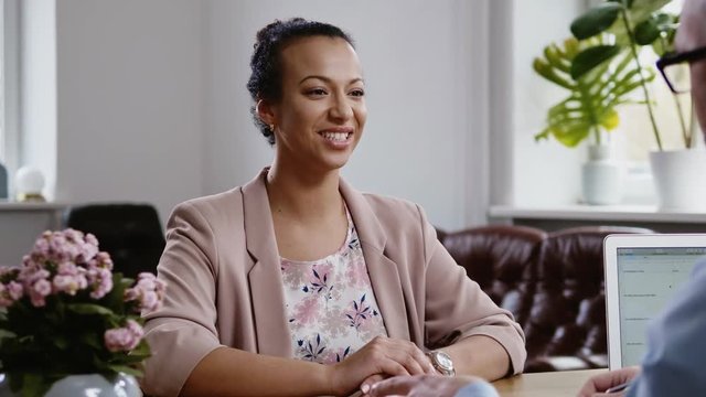 Black girl attending job interview