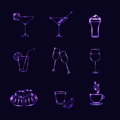 Shining drinks vector icons