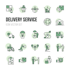 Colorful Isolated on white background fast delivery logistic icons big set in flat style. Vector icons for web, infographic or print.