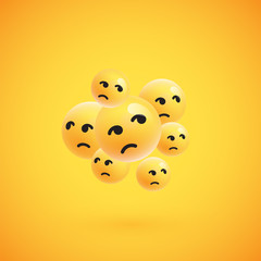 Group of high detailed yellow emoticons, vector illustration