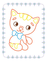 Coloring Book  Of Cute Red Pet Cat