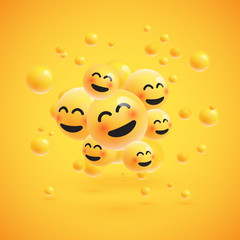 Fototapeta premium Group of high detailed yellow emoticons, vector illustration