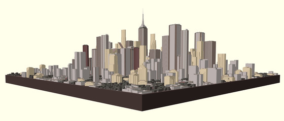 3D model of city. Vector illustration