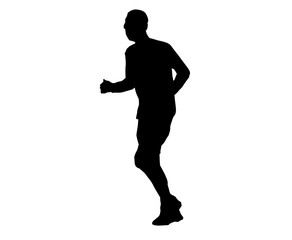 Fototapeta na wymiar silhouette men run exercise for Health At area Stadium Outdoors on white background with clipping path.