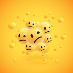 Fototapeta premium Group of high detailed yellow emoticons, vector illustration