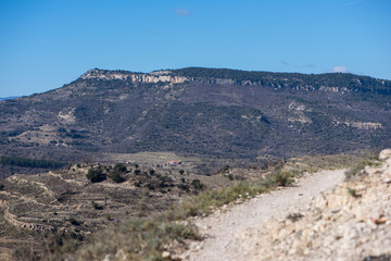 Path through the mountain next to the town of Morella