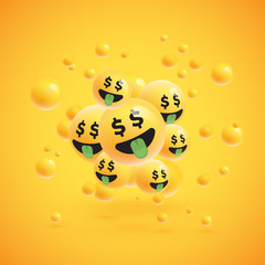 Fototapeta premium Group of high detailed yellow emoticons, vector illustration