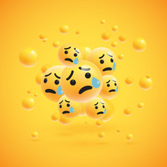 Fototapeta premium Group of high detailed yellow emoticons, vector illustration