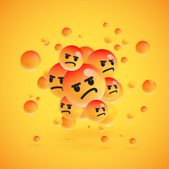 Group of high detailed yellow emoticons, vector illustration