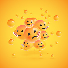 Group of high detailed yellow emoticons, vector illustration