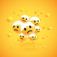 Group of high detailed yellow emoticons, vector illustration