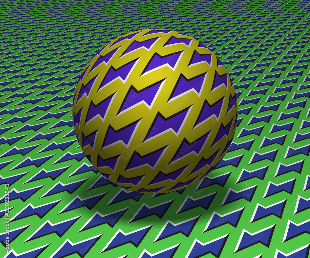 Aufkleber sphere hovers above the surface. abstract objects with zipper shapes pattern. vector optical illusio