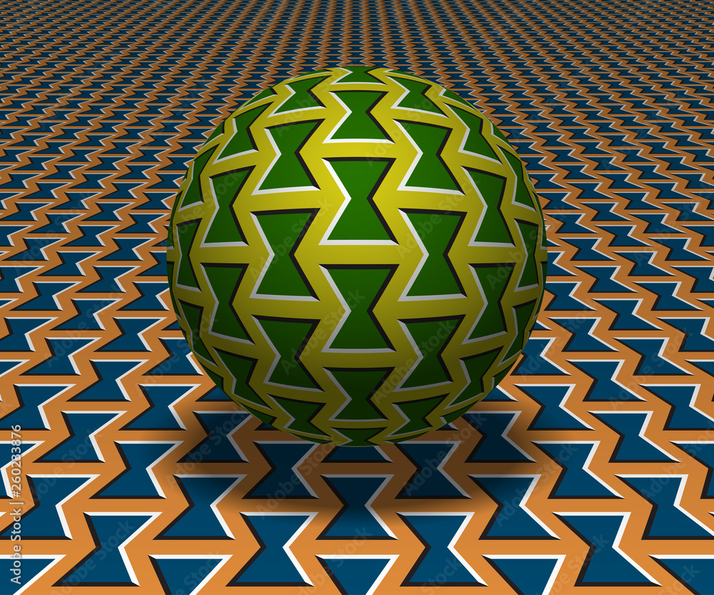 Aufkleber sphere hovers above the surface. abstract objects with bow shapes pattern. vector optical illusion i