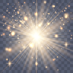 Gold glowing light explodes.