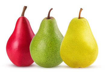 Fresh red and yellow and green pears