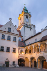 Fototapeta na wymiar The Bratislava Town Hall Courtyard at Dusk, Slovakia