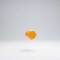 Volumetric glossy hot orange point symbol isolated on white background.
