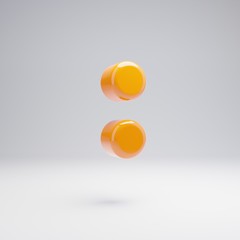 Volumetric glossy hot orange colon symbol isolated on white background.